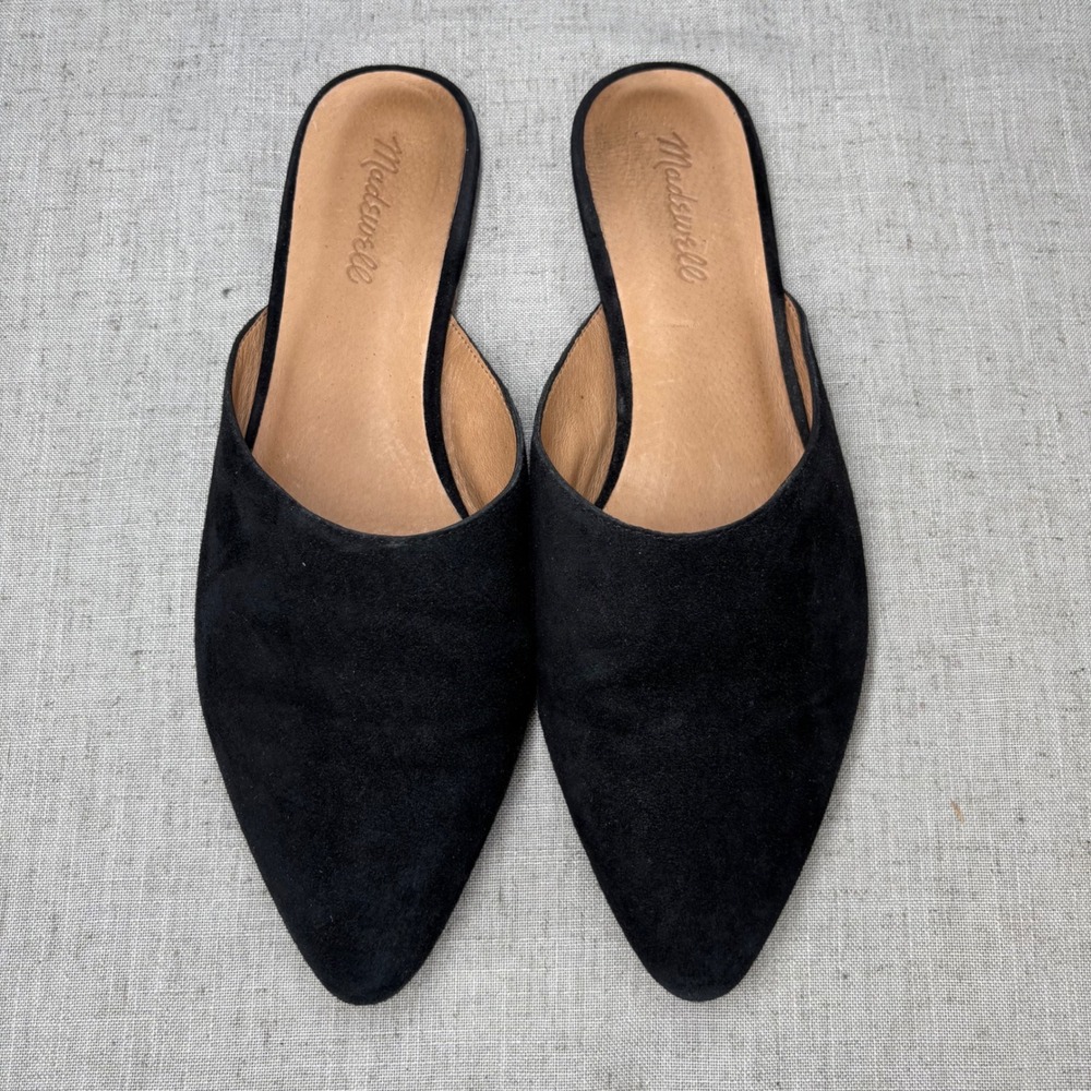 Madewell Remi Mule Black Suede Leather Pointed Toe Flat Slip On Shoe Women's 9.5 - Picture 4 of 9